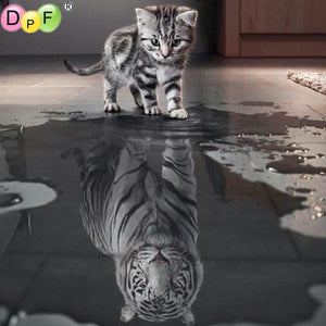 broderie diamant chat tigre - Nature et Bien être - 100% de confort 100% de Bien-être -
